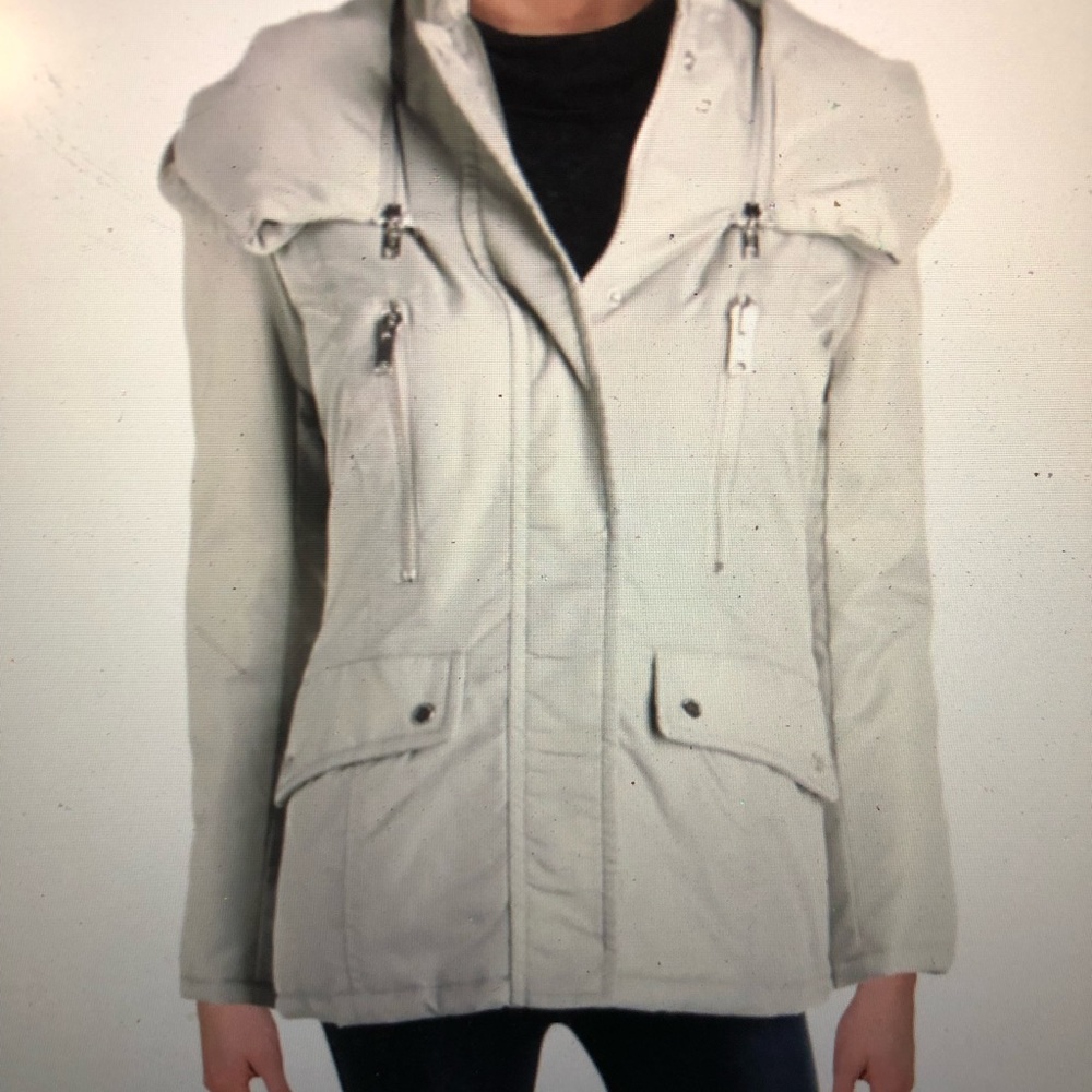 Marc New York Hollis Shawl Hooded light weight 3 season coat. Light grey szXS